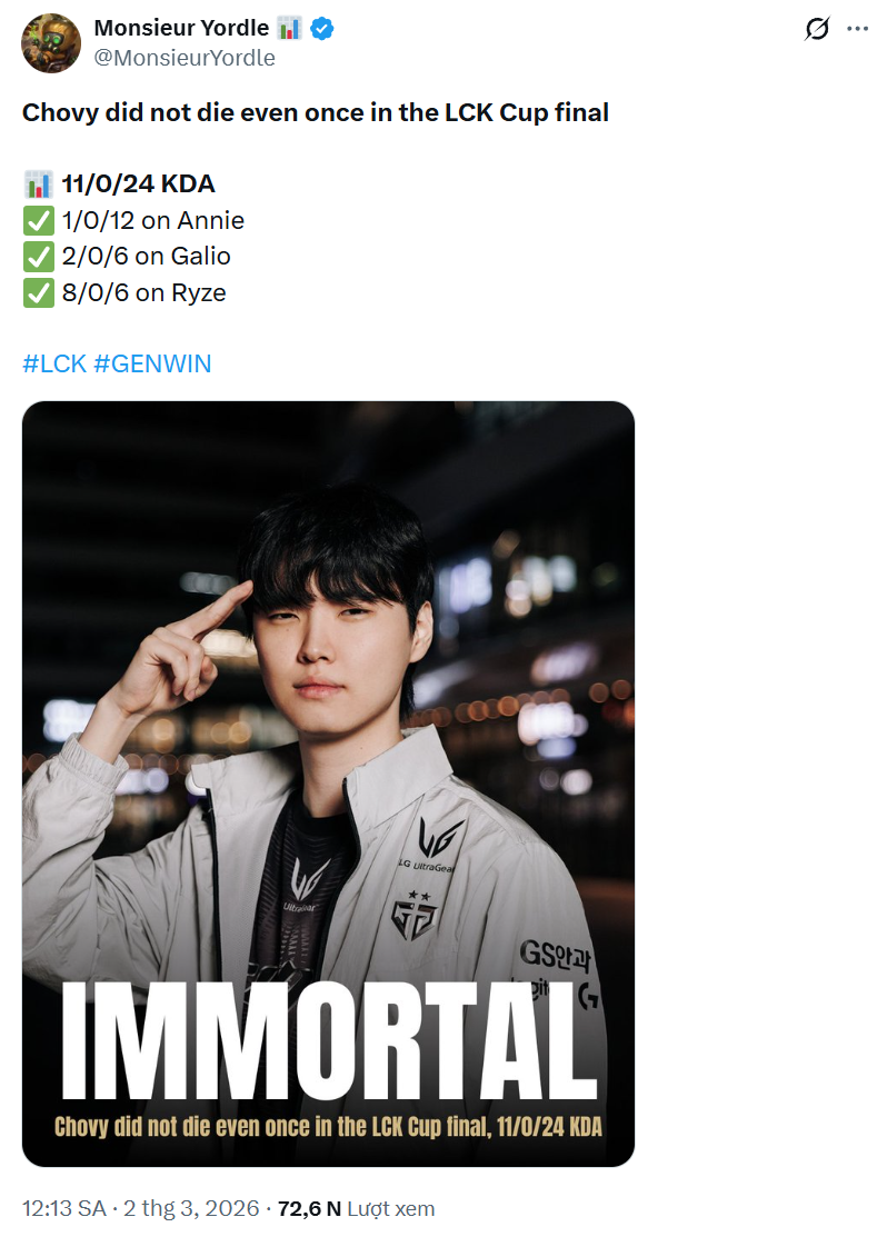 Chovy even had an 'immortal' journey in the finals.