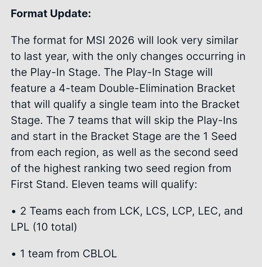 MSI 2026 will be extremely harsh for teams from smaller regions like LCP.
