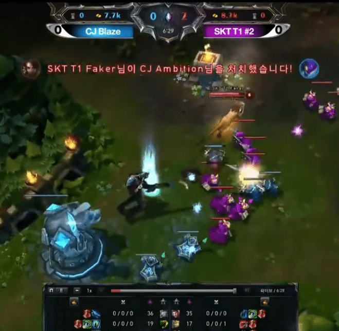The first solo kill and also the first kill in Faker's career.