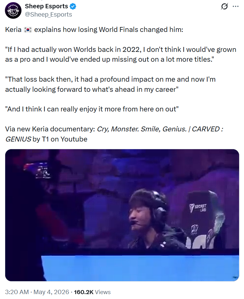 Keria admits the painful loss to DRX helped shape who he is today.