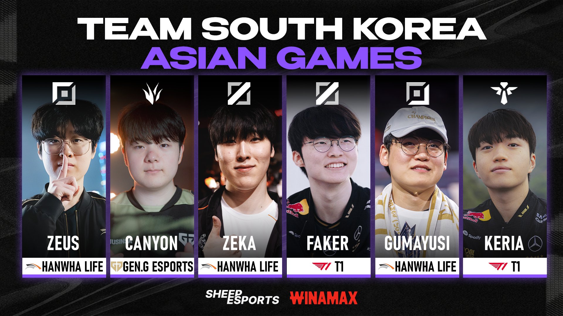 South Korea's LoL team for ASIAD 2026 - Photo: Sheep Esports.