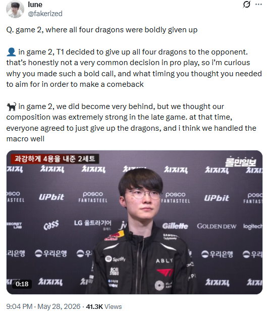 Faker admits T1 deliberately gave up Dragon in game 2.
