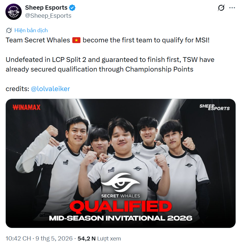 TSW is the first team in the entire LoL scene to secure a ticket to MSI 2026.
